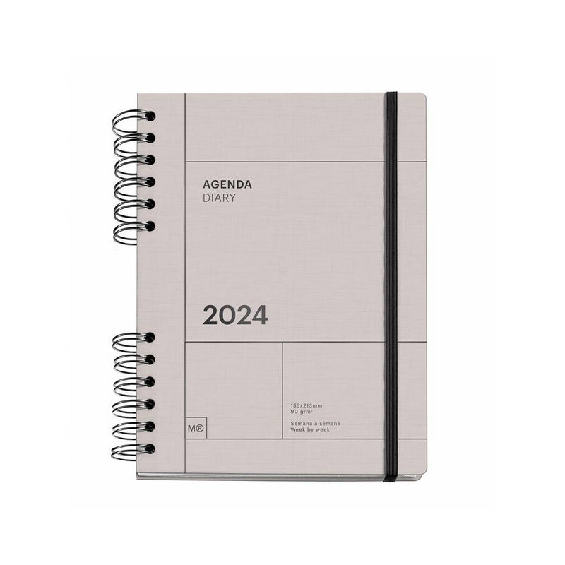 Agenda Anual 2024 Semanal Plus Wire-O Gris