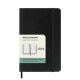 Agenda Moleskine 2024 Semanal Horizontal 9x14 Tapa Blanda Negro