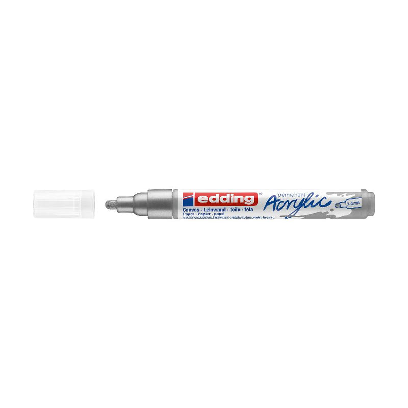 Rotulador Permanente Pintura Acrílica de 2-3mm Plata Edding