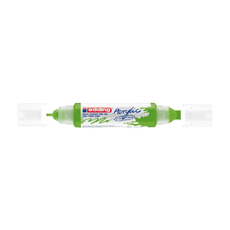 Rotulador Permanente Pintura Acrílica Doble Punta 2-3mm 5-10mm Verde Limón Edding